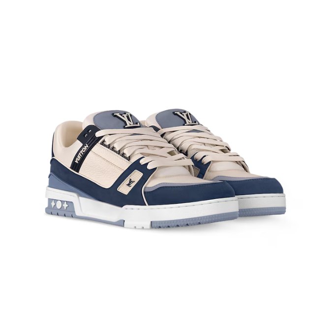 Louis Vuitton Trainer Navy Beige Mesh